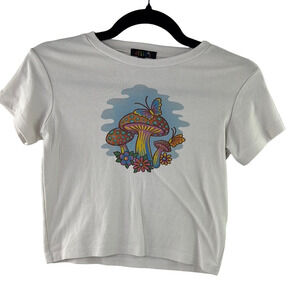 dELiA*s by Doll's Kill Tee with Colourful Mushroom and Butterfly size Med